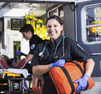 EMT with ambulance