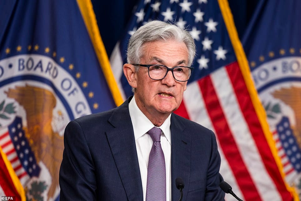 Federal Reserve Chair Jerome Powell speaks at a news conference Wednesday. Intensifying its fight against chronically high inflation, the Federal Reserve raised its key interest rate by a substantial three-quarters of a point for a third straight time.