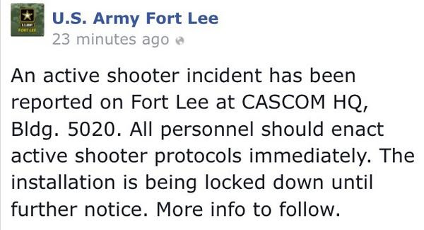Active Shooter At Fort Lee, Virginia Army Base (Video)
