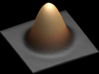 world's smallest magnet Scanning tunneling microscope image of a single atom of holmium, an element that researchers used as a magnet to store one bit of data. (credit: IBM Research -- Almaden)