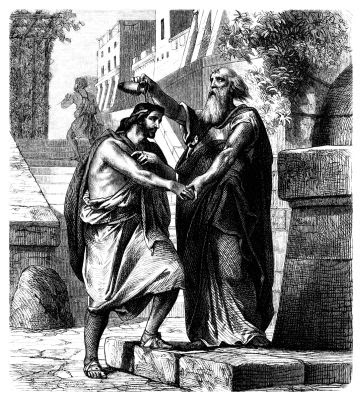 Illustration of Samuel
anointing Saul as king.