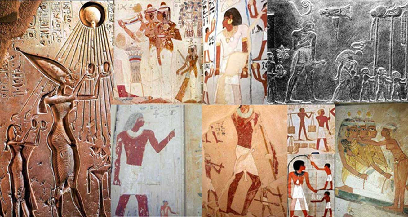 Various depictions of giants in Egyptian art collected by Muhammad Abdo. Source: Muhammad Abdo.