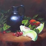 Black Vase with Fruit - Posted on Monday, February 16, 2015 by Donna Munsch