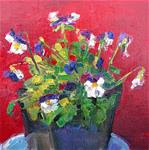 Violas in Flower Pot.still life, oil on canvas,6x6,price$200 - Posted on Monday, January 19, 2015 by Joy Olney