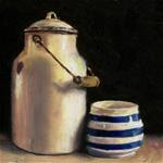 Enamel milk pail with Cornish ware pot - Posted on Thursday, December 25, 2014 by Peter J Sandford