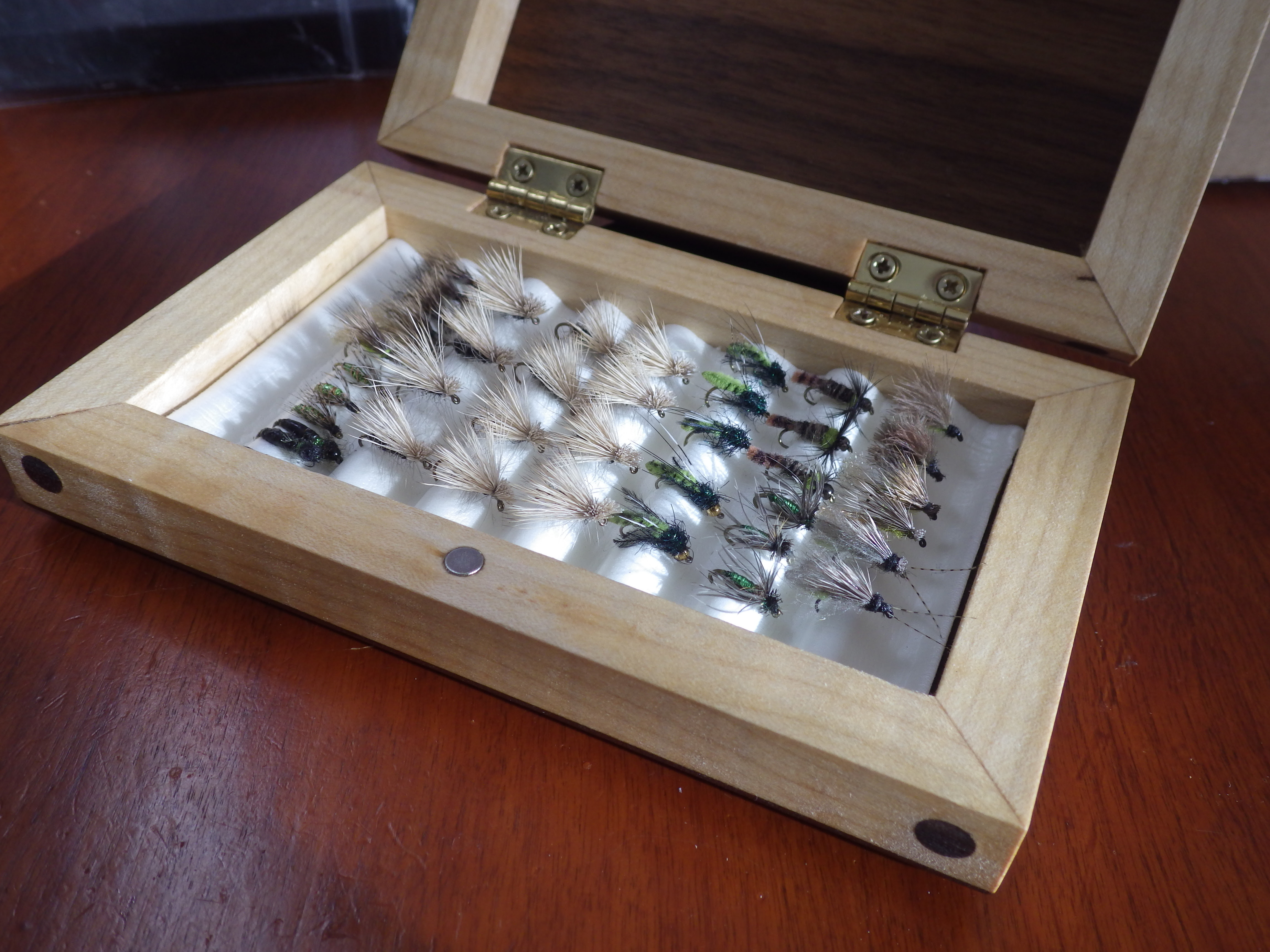 Wood box with Grannom Flies