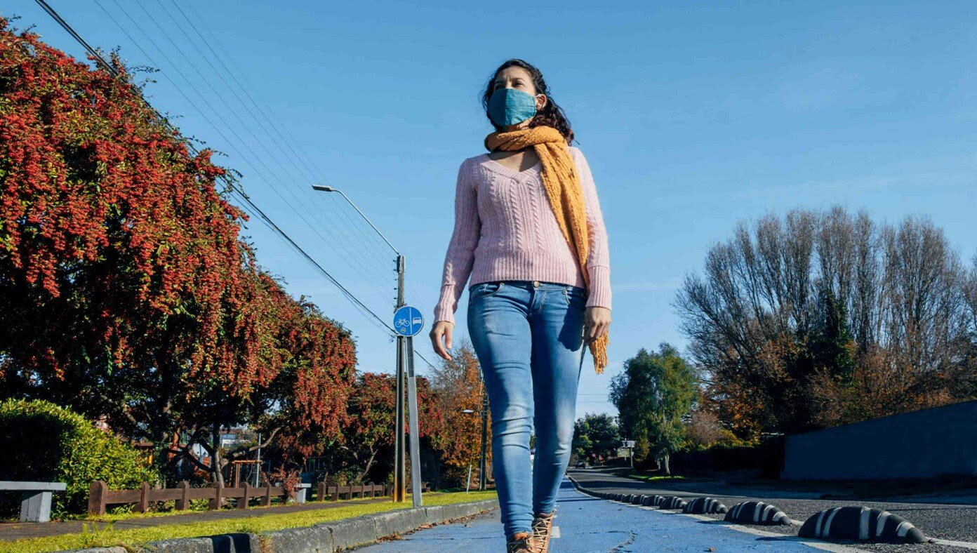 Millions Of Lives Saved By Person Wearing Mask While Walking Alone On Sidewalk
