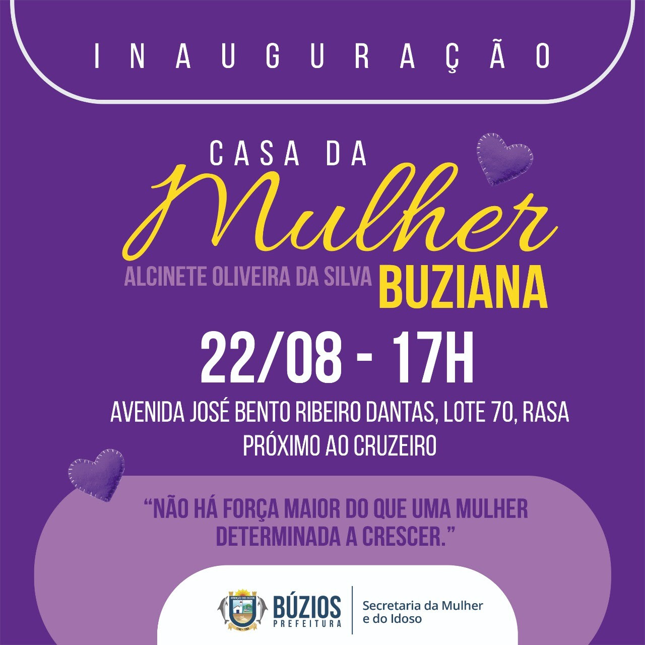 “Casa da Mulher Buziana” terá sede inaugurada na próxima segunda-feira