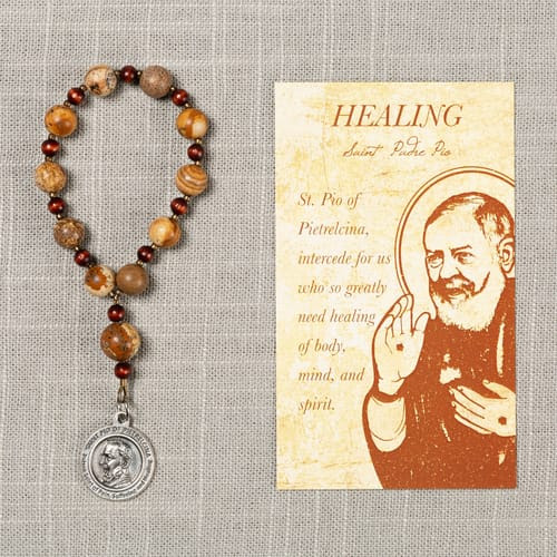 St. Padre Pio Healing Decade Rosary with Prayer Card