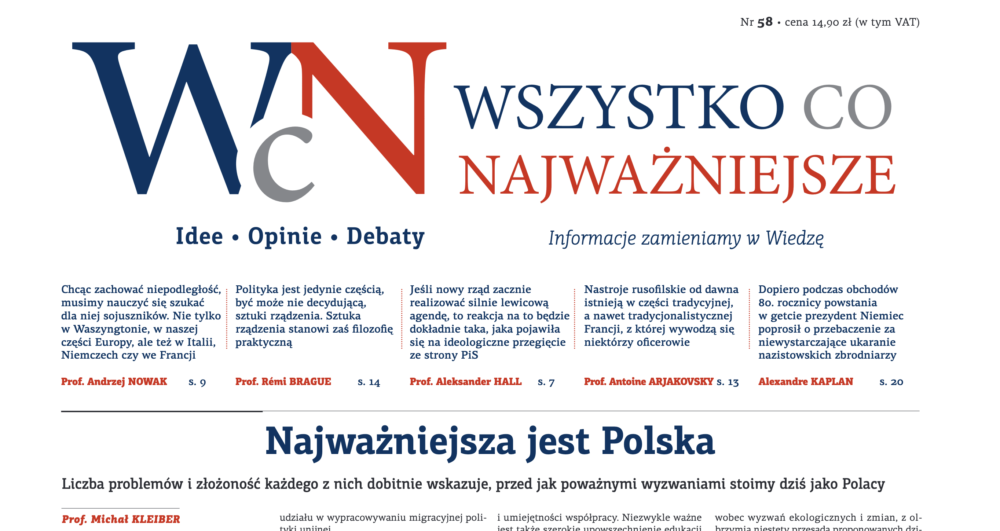 Nr 58. „Wszystko co Najważniejsze” już dostępny w EMPIKach, Księgarni Polskiej w Paryżu oraz wysyłkowo i w prenumeracie — w Sklepie Idei