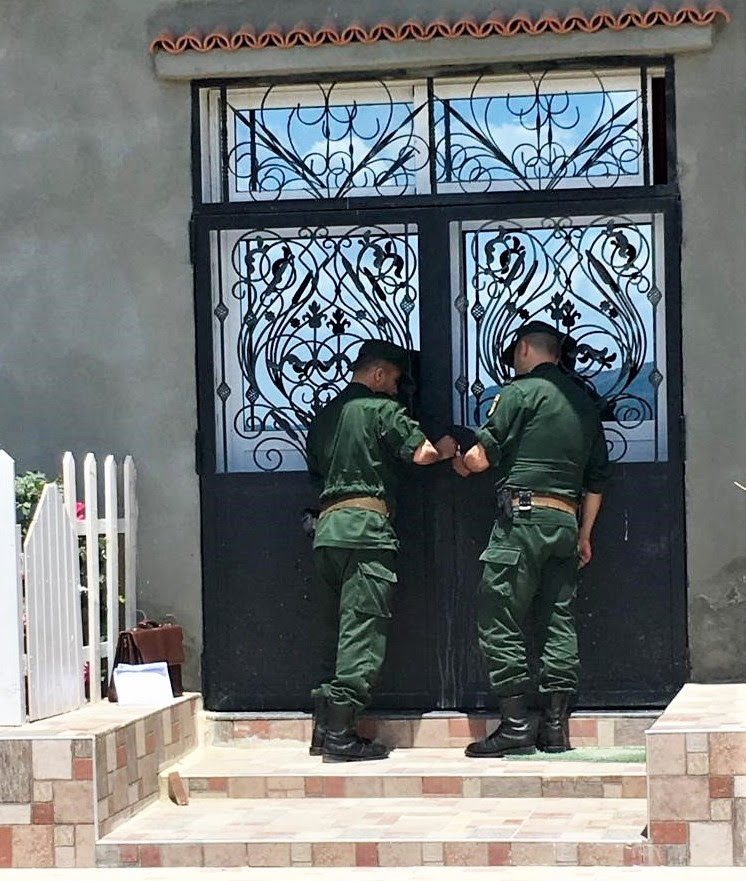 Gendarmes seal shut doors of church in Boudjima, Algeria on May 22, 2019. (Morning Star News