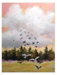 Pink Sky And Birds - Posted on Wednesday, March 18, 2015 by Suzanne Woodward
