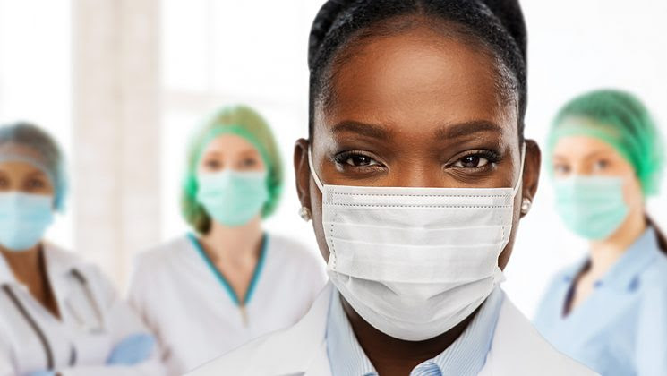 Faces of nurses in masks