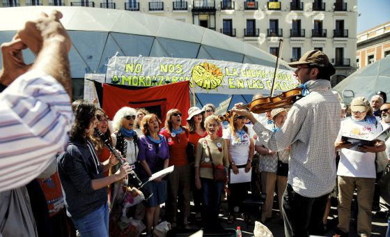 Asamblea en la Puerta del Sol celebrando los 4 años del 15M(DVD 726) / CLAUDIO ALVAREZ