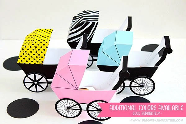 Baby Carriage Favor Box Light Turquoise & Black Print at Etsy
