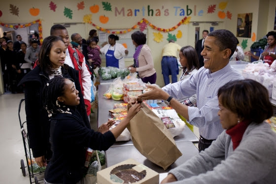 President Obama volunteers at Martha's Table