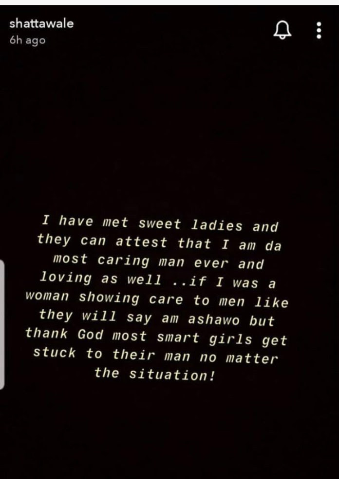 Every man is a womanizer, sticking to a man who cheats and looks after you means you?re wise ? Shatta Wale
