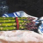 Asparagus on a French cloth - Posted on Sunday, December 28, 2014 by Peter J Sandford
