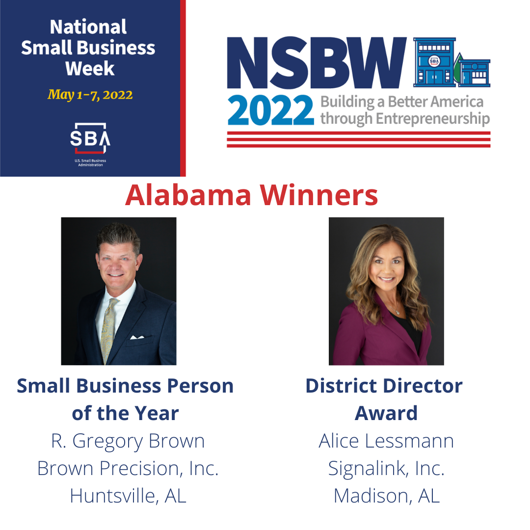 NSBW Alabama winners promo featuring two business professionals