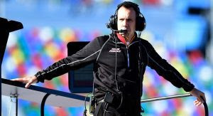Crew chief Paul Wolfe atop the Team Penske hauler for Daytona 500 practice in 2020