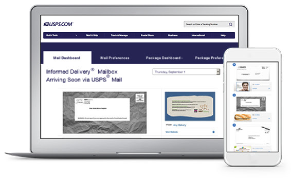 Example of Informed Delivery on desktop and mobile device