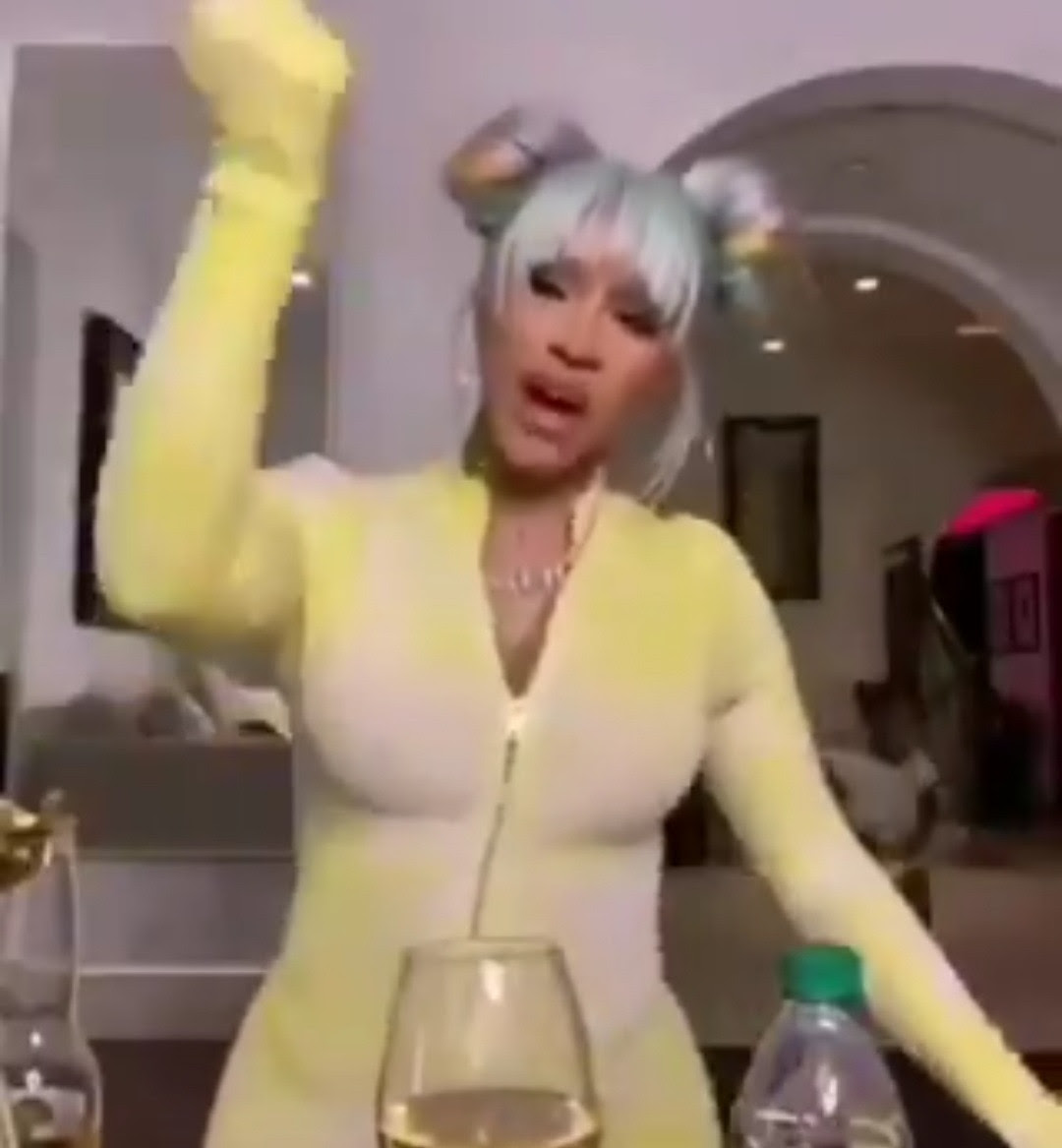 Cardi B reacts after being called out for stopping her daughter from listening to her music, WAP (video)