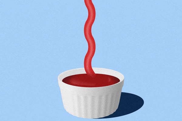 Ketchup pouring into a