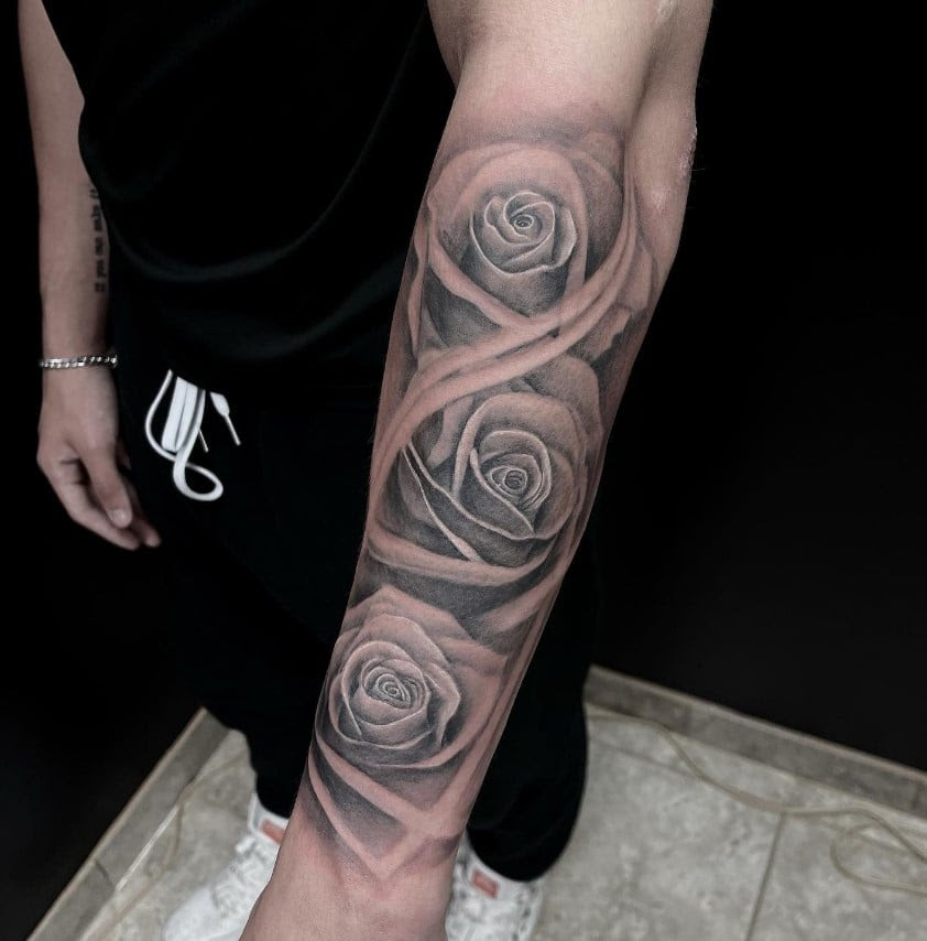 Black and Grey Rose Tattoo by David Blank 