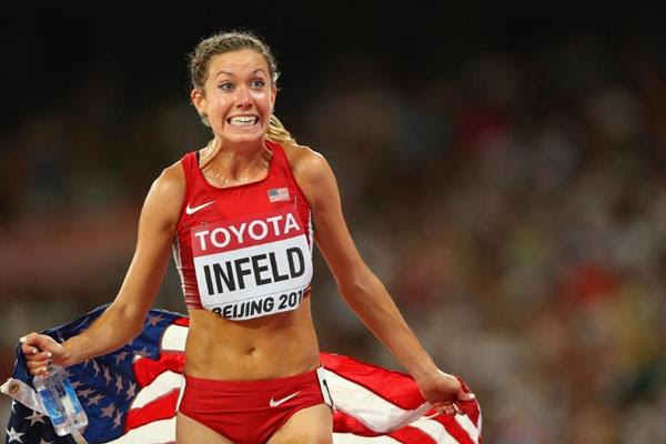 Emily Infeld after taking 10,000m bronze at the IAAF World Championships, Beijing 2015 (Getty Images)