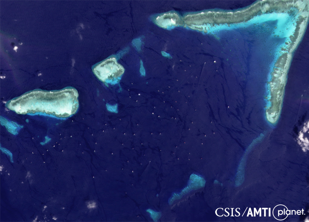 Ảnh vệ tinh chụp khu vực bãi Ba Đầu thuộc quần đảo Trường Sa của Việt Nam ngày 17/10. Ảnh: AMTI.