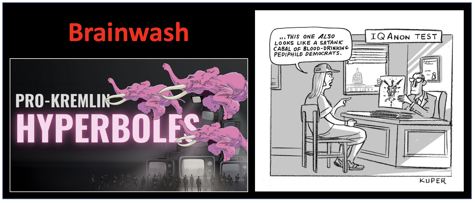 Use hyperboles (crazy stories) “to flood the zone” and shrink the free brain space voters have for the facts. A massive number of stories are released to overload people so they have less time for critical thinking. Use outlandish, emotional content as people are more likely to click on it. This sends people down the rabbit hole of conspiracy theories and consumes their attention span.