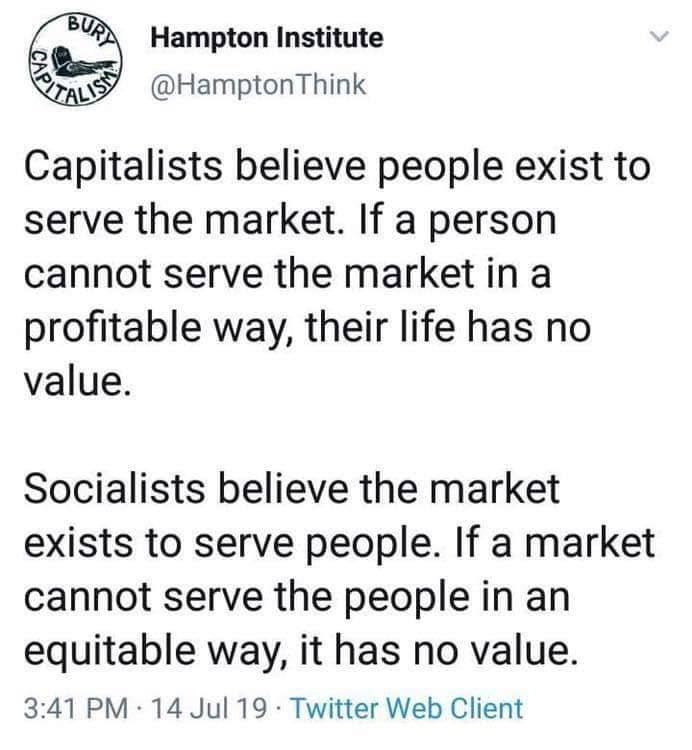 People not exist. Fargo do you believe in Capitalism.