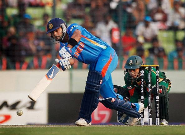Virat scored his debut World Cup century in the year 2011 against Bangladesh.