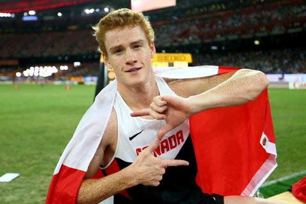 Shawn Barber after winning the pole vault at the IAAF World Championships, Beijing 2015 (Getty Images)