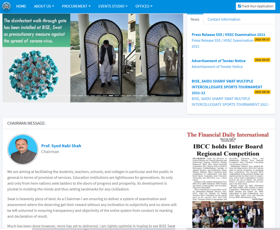 Open BISE Swat Result website