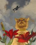 Lily Patch Cat cat with eyes on butterfly a new painting - Posted on Wednesday, March 4, 2015 by Diane Hoeptner