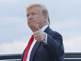 In this April 21, 2019, file photo, President Donald Trump gives a &quot;thumbs-up&quot; as he walks across the tarmac during his arrival on Air Force One at Andrews Air Force Base, Md. (AP Photo/Pablo Martinez Monsivais) ** FILE **