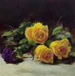 Yellow Roses with Purple Carnation - Posted on Wednesday, April 8, 2015 by Dorothy Woolbright