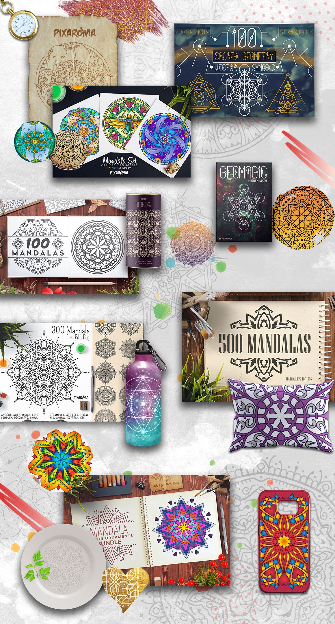 The Unique Mandala Designs Bundle! With this bundle, you'll get 1300 mandala designs with Extended Commercial Use License,