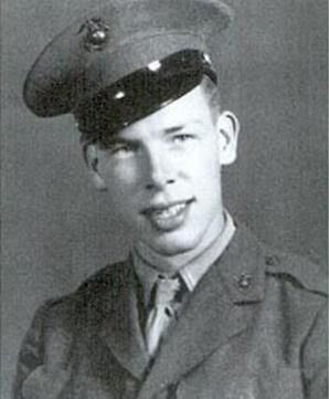 Lee                                      Marvin left school and joined the                                      US Marine Corps as a sniper scout.                                      He was wounded in action at the                                      Battle of Saipan during WWII and                                      was awarded the Purple Heart and                                      discharged at the rank of Private                                      First Class.: 