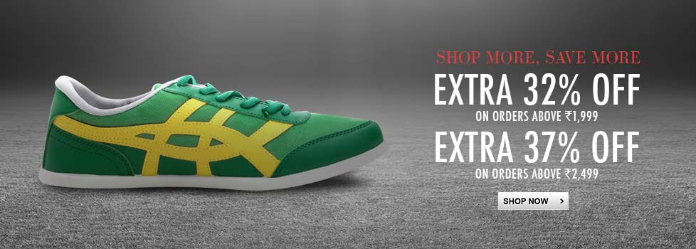 Extra 20% off on Rs. 1499 or more, Extra 32% off on Rs.1999 or more,Extra 37% off on Rs. 2499 or more on Select Men's Footwear, See final price in cart.