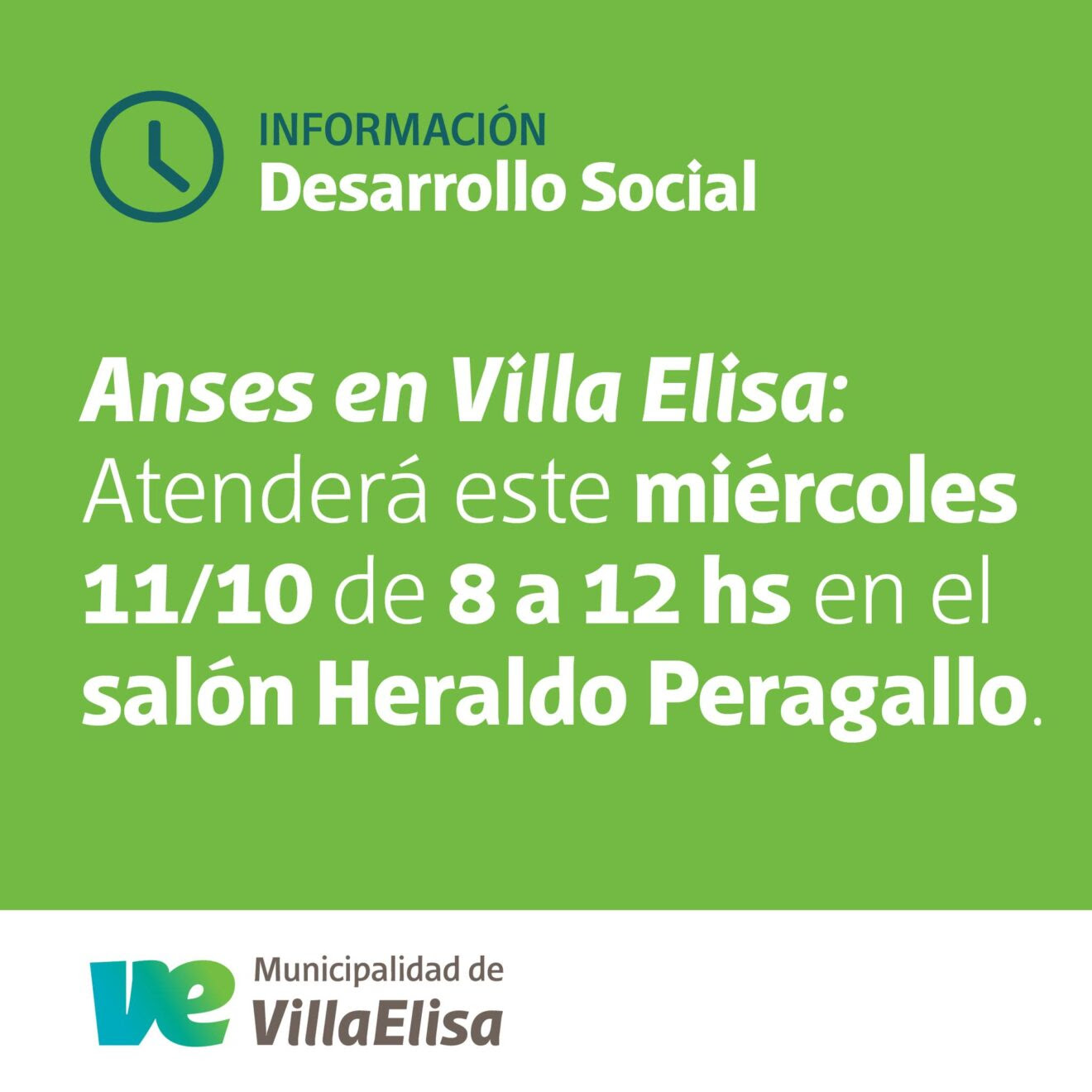 Este miércoles atenderá ANSES en Villa Elisa