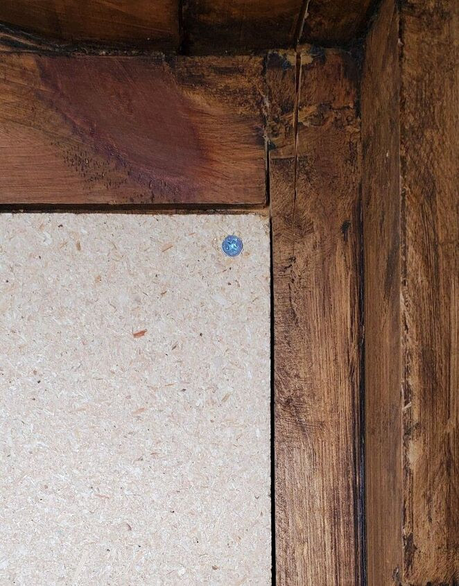 playwood and screw inside hutch frame