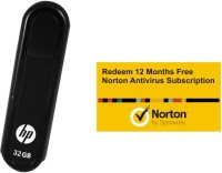 HP V100 W 32 GB Pendrive with FREE Norton Anti-virus 12 Month Subscription (1 PC 1 Year) (Black)