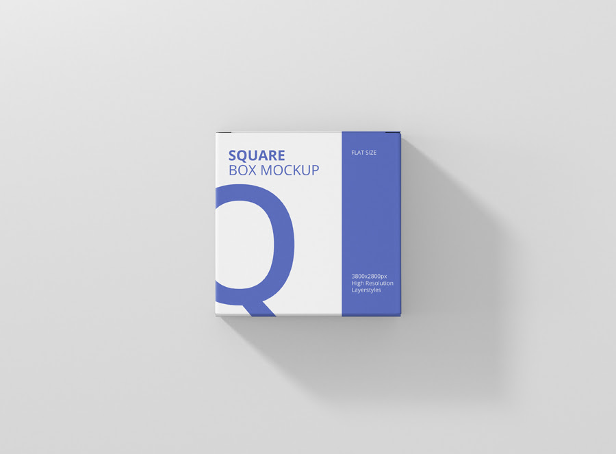 Box Mockup Flat Square Premium and Free Mockups