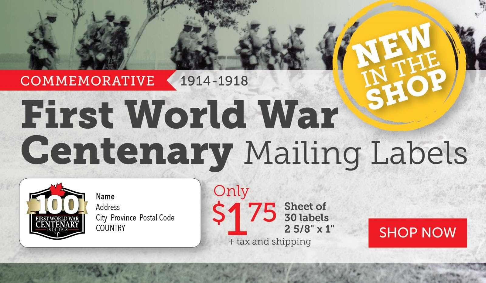 NEW First World War Centenary Mailing Labels!