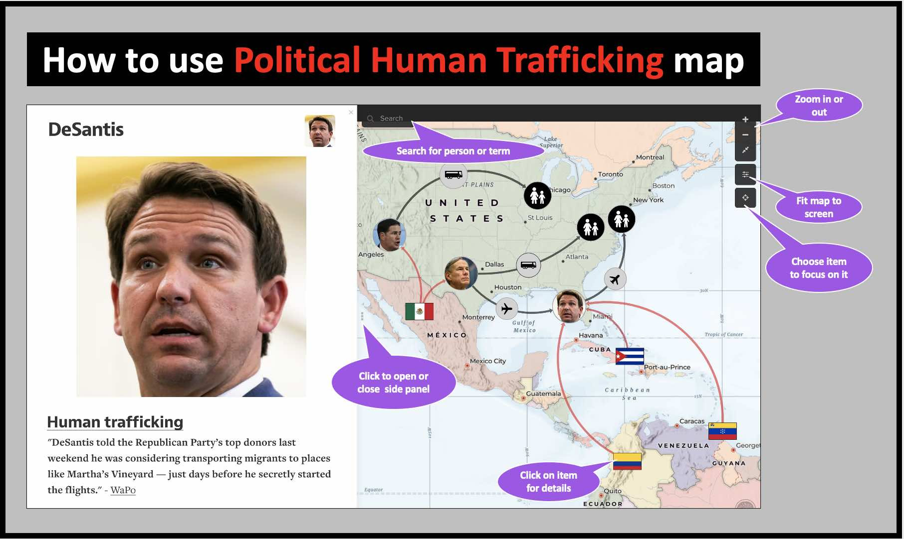 How to use the Political Human Trafficking map