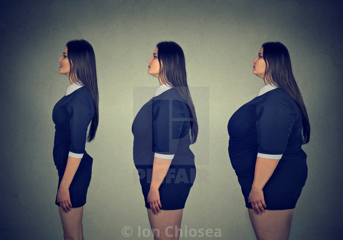 Transformation. Young fat woman becoming slim fit girl. - License, download  or print for £14.88 | Photos | Picfair