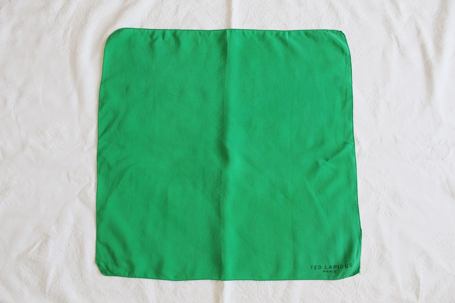 100% SILK TED LAPIDUS PARIS VINTAGE SCARF GREEN