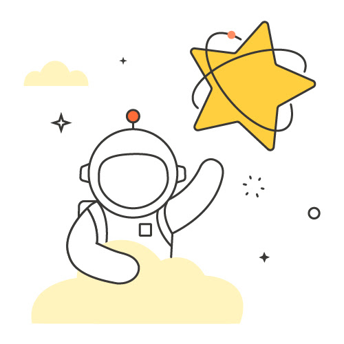 Postmanaut reaching for the star. Illustration.
